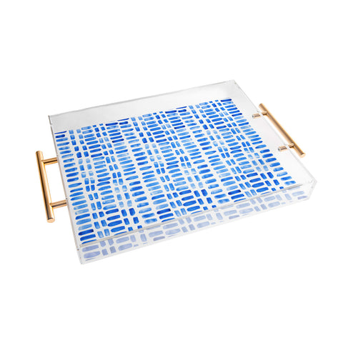 Angela Minca Tiny blue rectangles Acrylic Tray