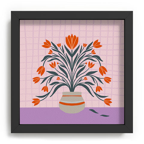 Angela Minca Tulips orange and violet Recessed Framing Square
