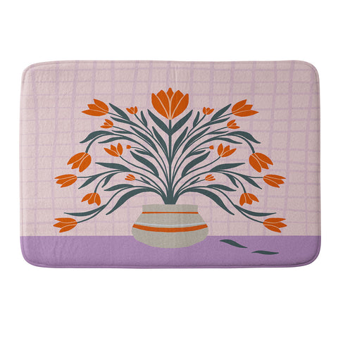 Angela Minca Tulips orange and violet Memory Foam Bath Mat
