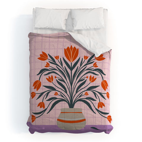 Angela Minca Tulips orange and violet Comforter