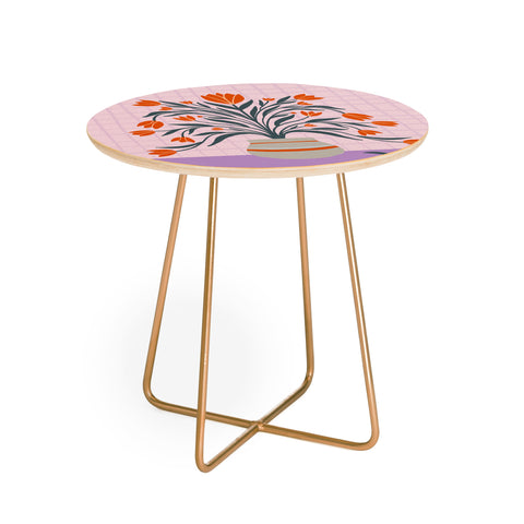 Angela Minca Tulips orange and violet Round Side Table