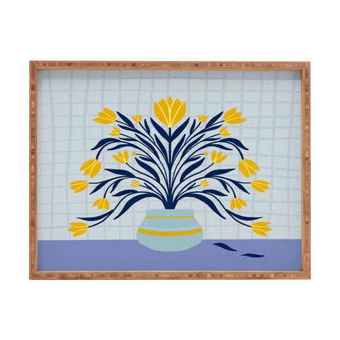 Angela Minca Tulips yellow and blue Rectangular Tray