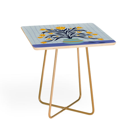 Angela Minca Tulips yellow and blue Side Table