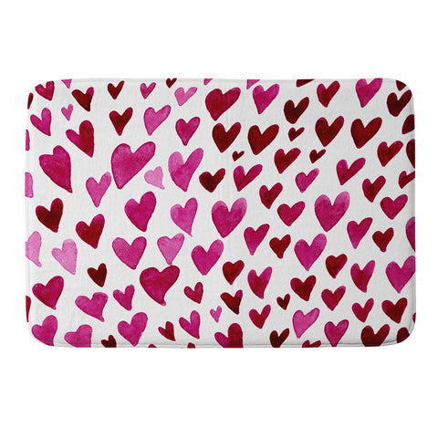 Angela Minca Watecolor hearts Memory Foam Bath Mat