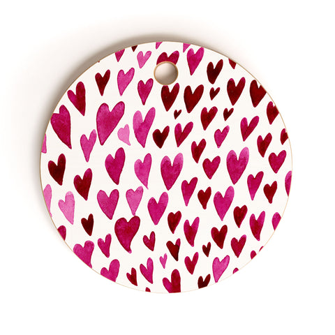 Angela Minca Watecolor hearts Cutting Board Round