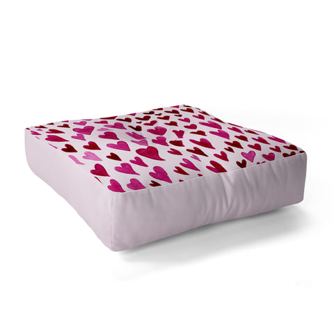 Angela Minca Watecolor hearts Floor Pillow Square