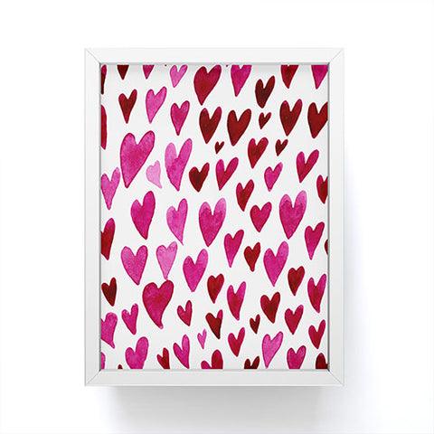 Angela Minca Watecolor hearts Framed Mini Art Print