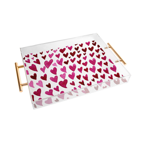 Angela Minca Watecolor hearts Acrylic Tray