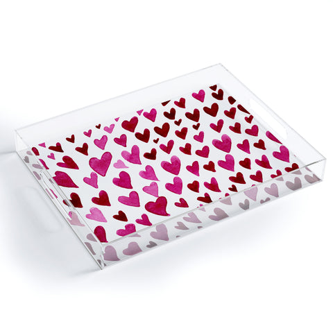 Angela Minca Watecolor hearts Acrylic Tray