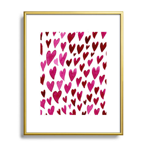 Angela Minca Watecolor hearts Metal Framed Art Print