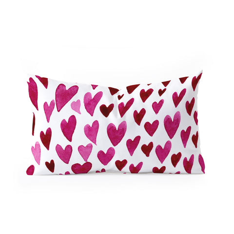 Angela Minca Watecolor hearts Oblong Throw Pillow