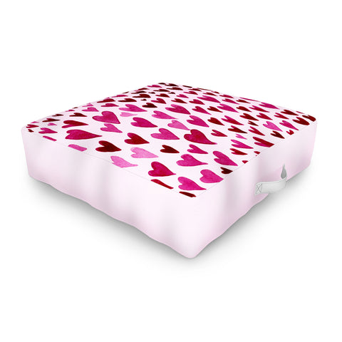 Angela Minca Watecolor hearts Outdoor Floor Cushion