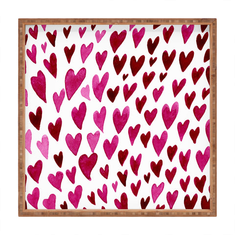 Angela Minca Watecolor hearts Square Tray