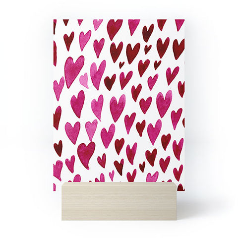 Angela Minca Watecolor hearts Mini Art Print