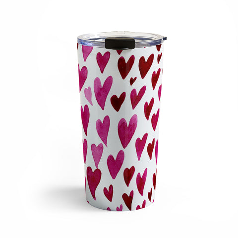 Angela Minca Watecolor hearts Travel Mug