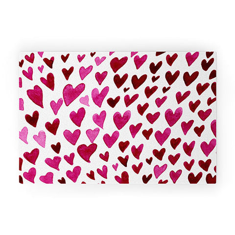 Angela Minca Watecolor hearts Welcome Mat