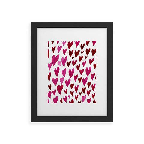 Angela Minca Watecolor hearts Framed Art Print