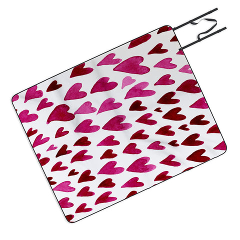 Angela Minca Watecolor hearts Picnic Blanket