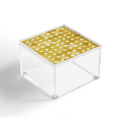 Angela Minca Watercolor dot pattern yellow Acrylic Box