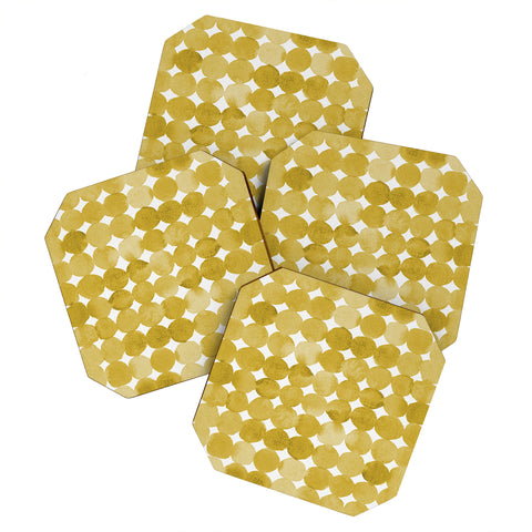 Angela Minca Watercolor dot pattern yellow Coaster Set