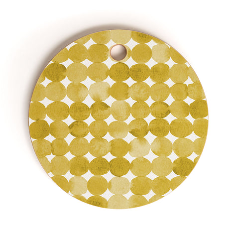 Angela Minca Watercolor dot pattern yellow Cutting Board Round
