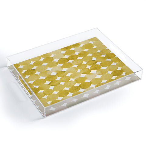 Angela Minca Watercolor dot pattern yellow Acrylic Tray