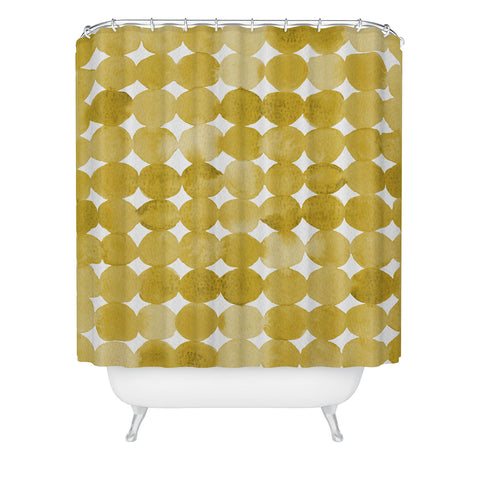 Angela Minca Watercolor dot pattern yellow Shower Curtain