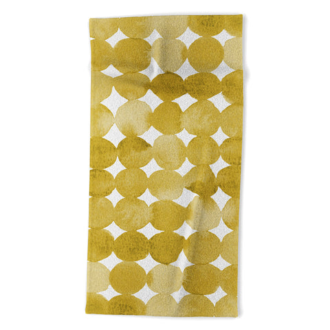 Angela Minca Watercolor dot pattern yellow Beach Towel