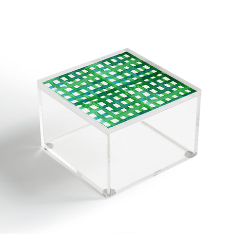 Angela Minca Watercolor green grid Acrylic Box