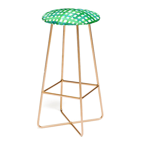 Angela Minca Watercolor green grid Bar Stool