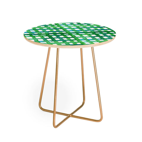 Angela Minca Watercolor green grid Round Side Table