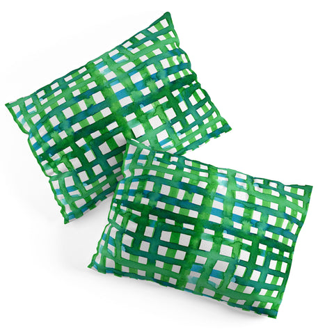 Angela Minca Watercolor green grid Pillow Shams