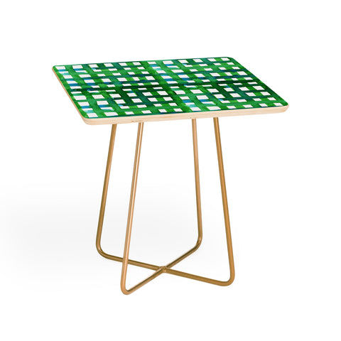 Angela Minca Watercolor green grid Side Table
