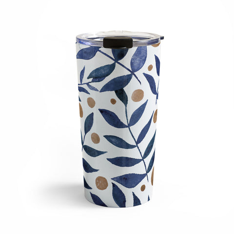 Angela Minca Watercolor indigo branches Travel Mug