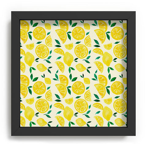 Angela Minca Watercolor lemons pattern Recessed Framing Square