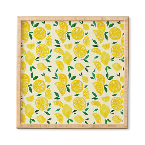 Angela Minca Watercolor lemons pattern Framed Wall Art