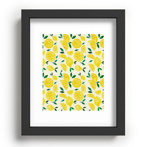 Angela Minca Watercolor lemons pattern Recessed Framing Rectangle