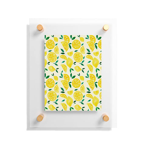 Angela Minca Watercolor lemons pattern Floating Acrylic Print