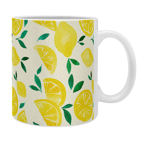 Angela Minca Watercolor lemons pattern Coffee Mug