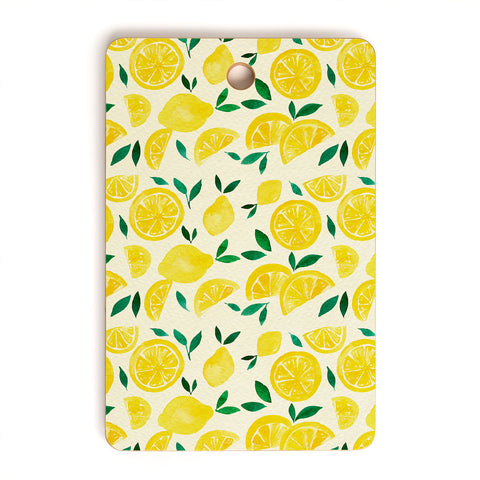 Angela Minca Watercolor lemons pattern Cutting Board Rectangle