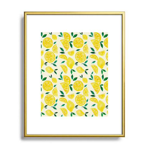 Angela Minca Watercolor lemons pattern Metal Framed Art Print