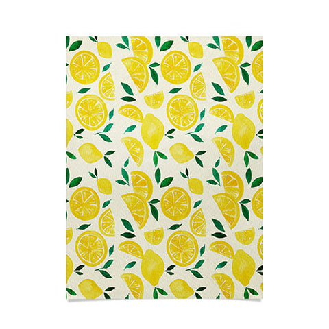 Angela Minca Watercolor lemons pattern Poster