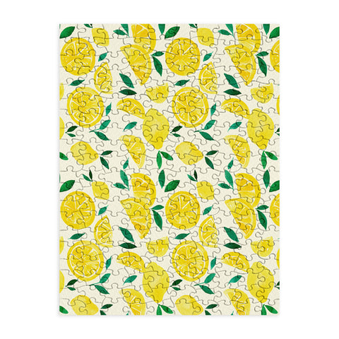 Angela Minca Watercolor lemons pattern Puzzle