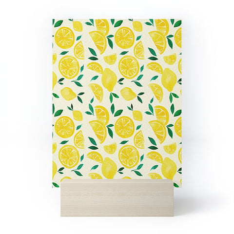 Angela Minca Watercolor lemons pattern Mini Art Print