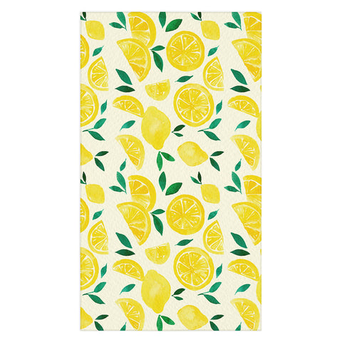 Angela Minca Watercolor lemons pattern Tablecloth