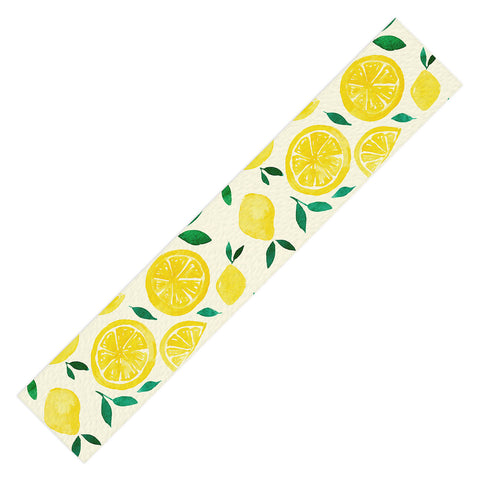 Angela Minca Watercolor lemons pattern Table Runner