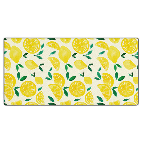 Angela Minca Watercolor lemons pattern Desk Mat