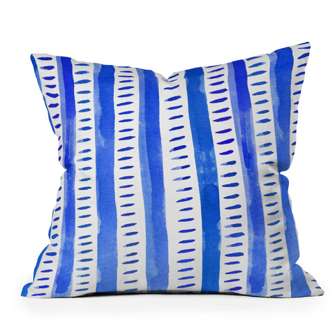 Angela Minca Watercolor lines blue Outdoor Throw Pillow
