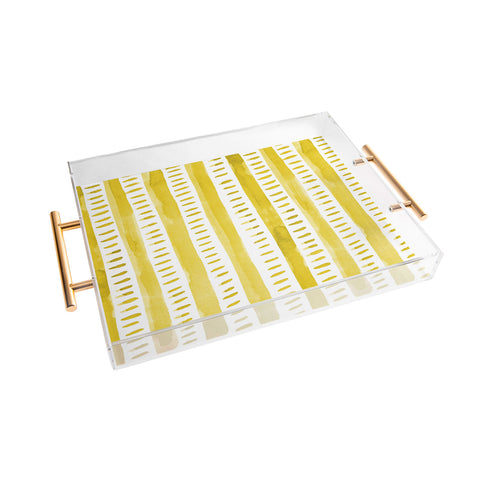 Angela Minca Watercolor lines yellow Acrylic Tray
