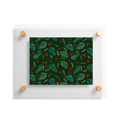Angela Minca Xmas branches green Floating Acrylic Print